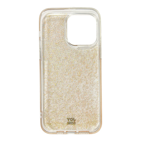 iPhone 14 Pro Max Joy Case Hybrid Glitter Mobil Cover - Gennemsigtig / Guld