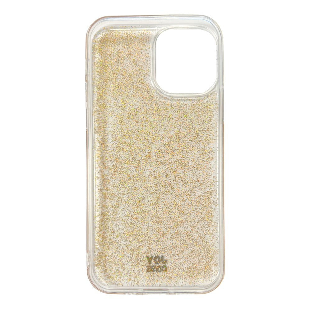 iPhone 12 / 12 Pro Joy Case Hybrid Glitter Mobil Cover - Gennemsigtig / Guld