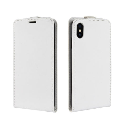 iPhone XR PU Læder Vertikal Flip Cover m. Kortholder - Hvid