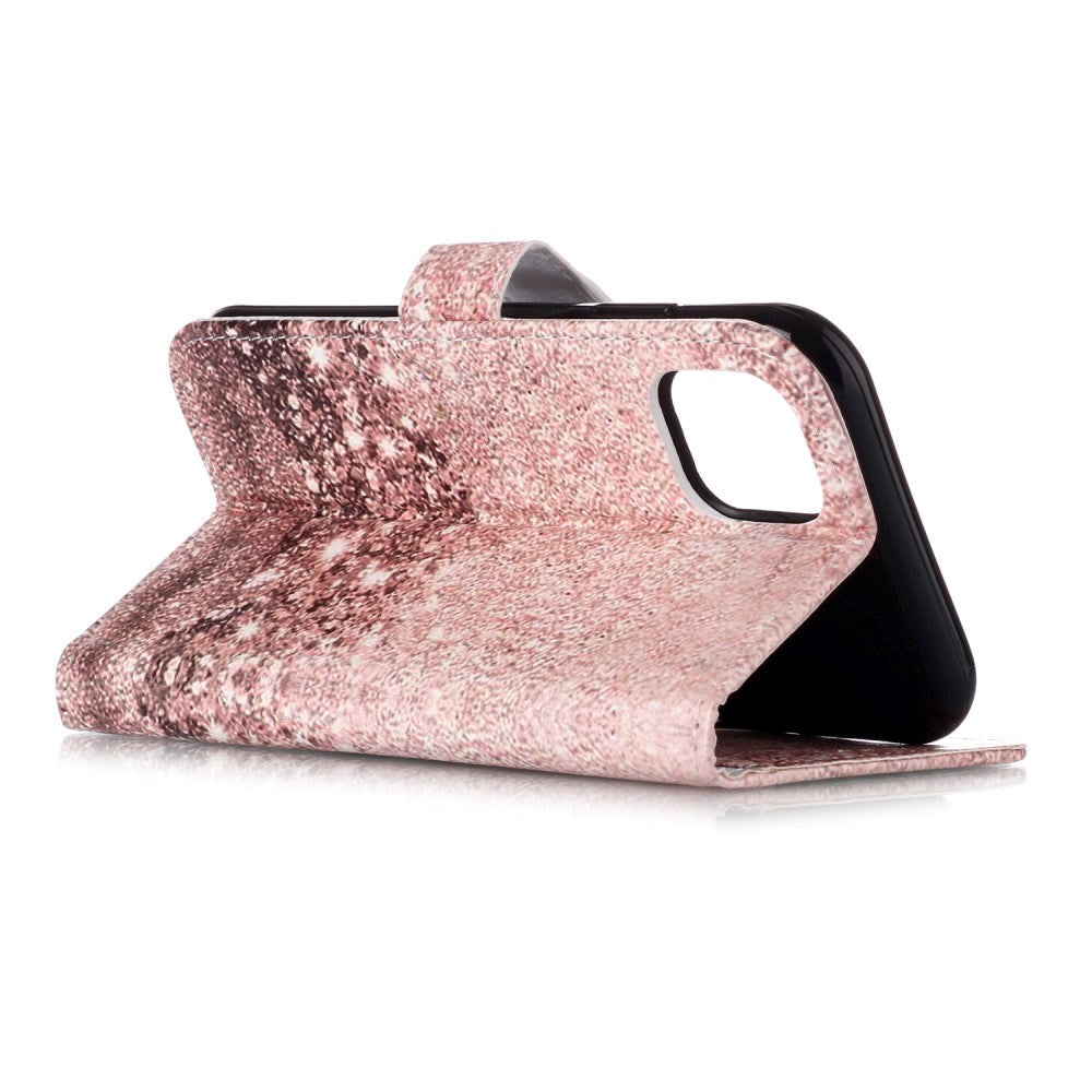 iPhone 11 Læder Mobil Cover m. Pung & Print - Rose Gold