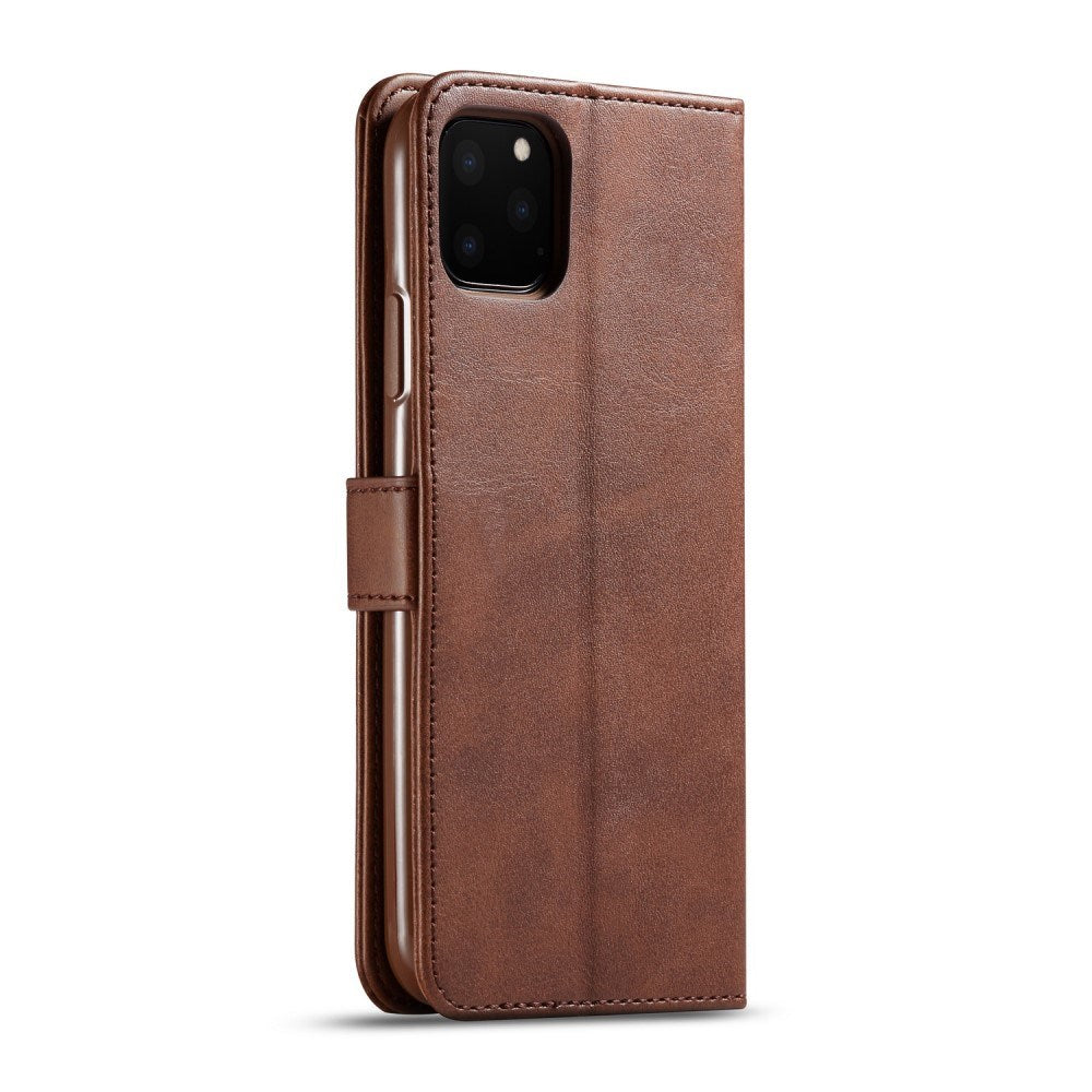 iPhone 11 Pro Max - Kunstlæder Flip Cover m. Kortholder & Ståfunktion - Mørkebrun