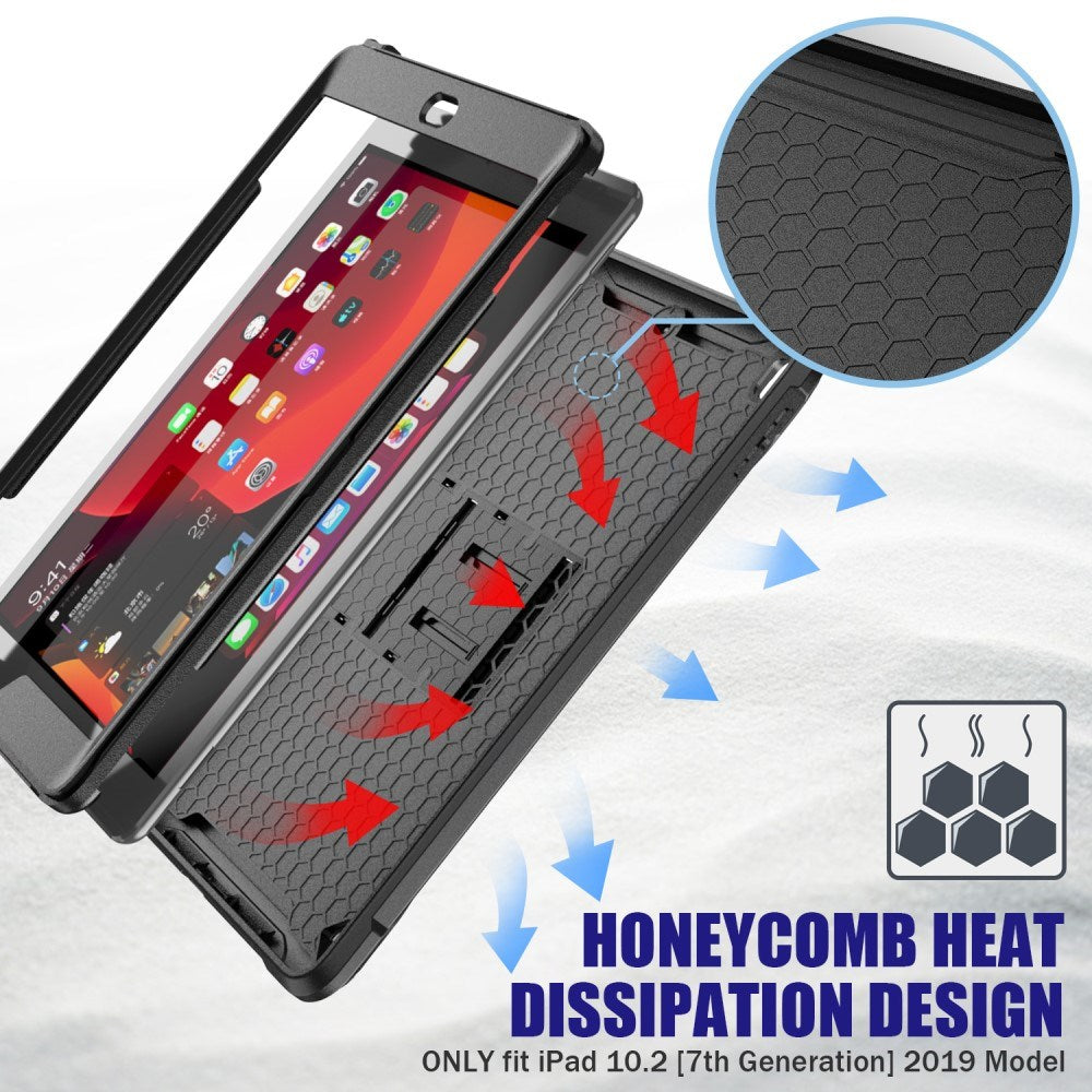 EIDERWOOD iPad 10.2" (2021 / 2020 / 2019) Hybrid Håndværker Tablet Cover m. Penholder & Standerfunktion - Sort