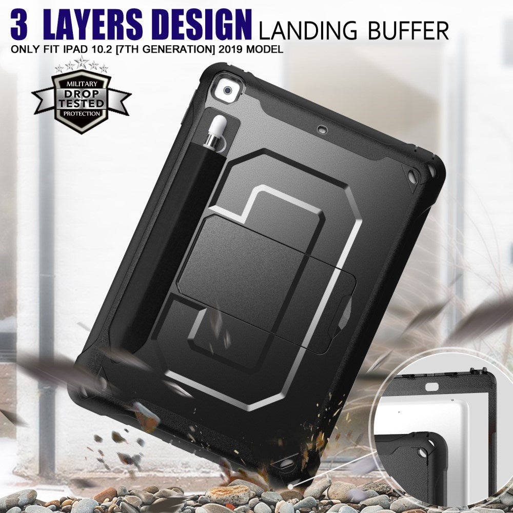 EIDERWOOD iPad 10.2" (2021 / 2020 / 2019) Hybrid Håndværker Tablet Cover m. Penholder & Standerfunktion - Sort