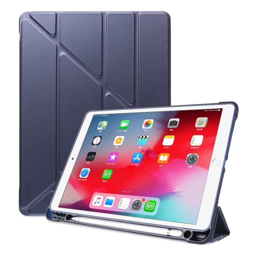 iPad 10.2" (2021 / 2020 / 2019) / iPad Pro 10.5 / iPad Air (2019) Cover - Fleksibelt Origami Flip Cover - Mørkeblå