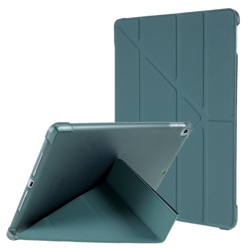 iPad 10.2" (2021 / 2020 / 2019) / iPad Pro 10.5 / iPad Air (2019) Cover - Fleksibelt Origami Flip Cover - Mørkegrøn