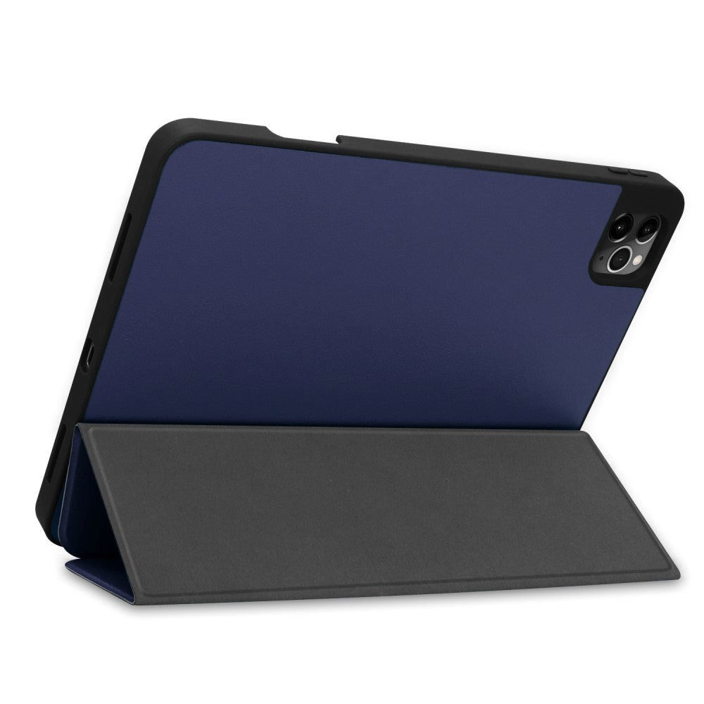 iPad Pro 12.9" (2020) / (2018) Tri-Fold Læder Cover m. Apple Pencil Holder Blå