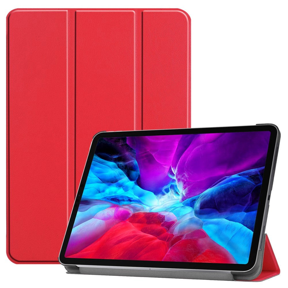 iPad Pro 12.9" (2022 / 2021 / 2020 /2018) / Air 13" (2025 / 2024) Trifold Læder Cover m. Wake-Up & Stander - Rød