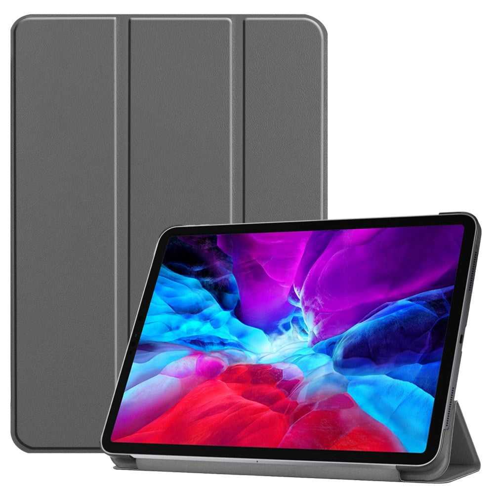 iPad Pro 12.9" (2022 / 2021 / 2020 /2018) / Air 13" (2024) Trifold Læder Cover m. Wake-Up & Stander - Grå