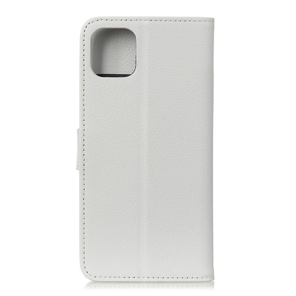 iPhone 12 / 12 Pro Læder Flip Cover m. Kortholder & Stander - Hvid