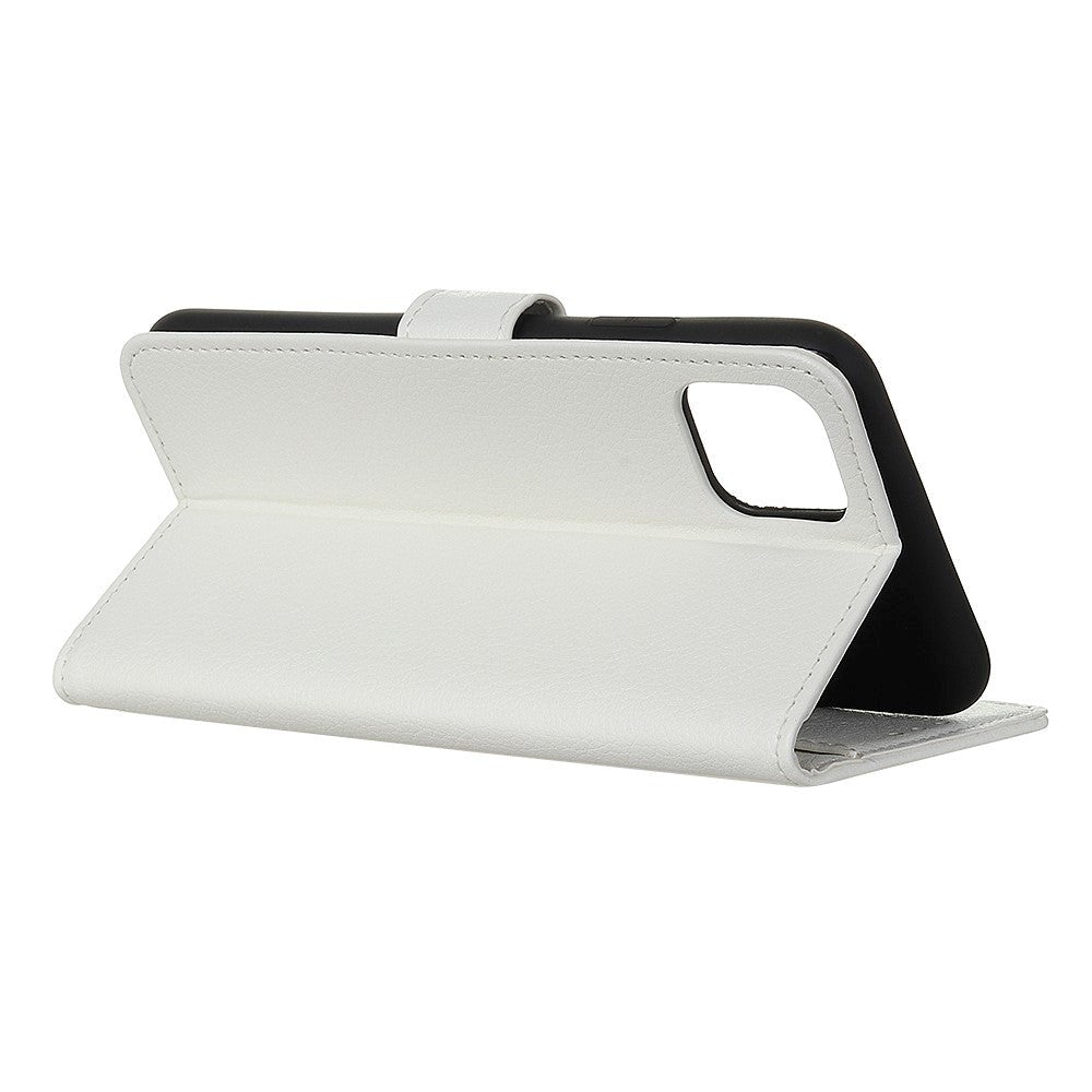 iPhone 12 / 12 Pro Læder Flip Cover m. Kortholder & Stander - Hvid