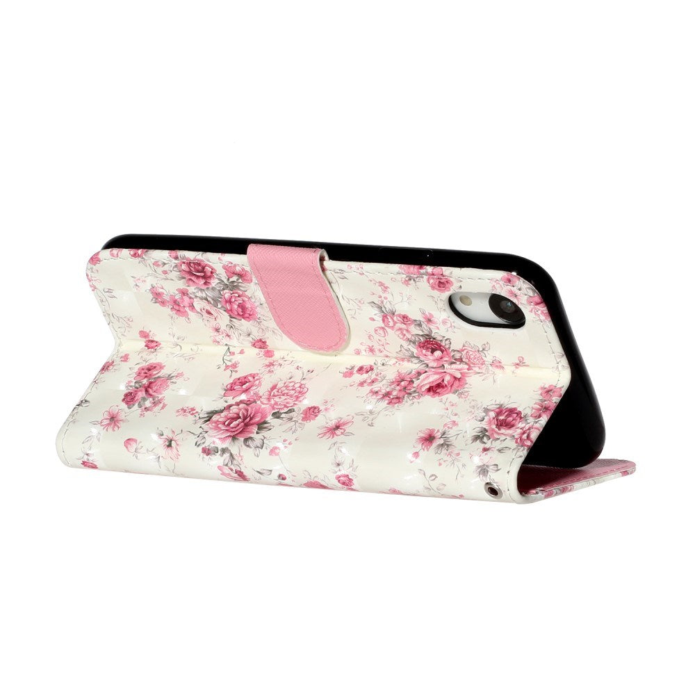 EIDERWOOD iPhone XR Læder Mobil Cover m. Pung og Strop - Blomster