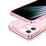 iPhone 12 Mini Hybrid Plastik Mobil Cover m. Glimmer - Gennemsigtig / Pink