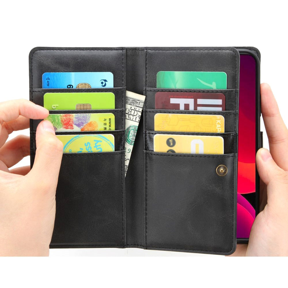 iPhone 12 Pro / 12 Læder Flip Cover m. 8 Kortholdere - Sort