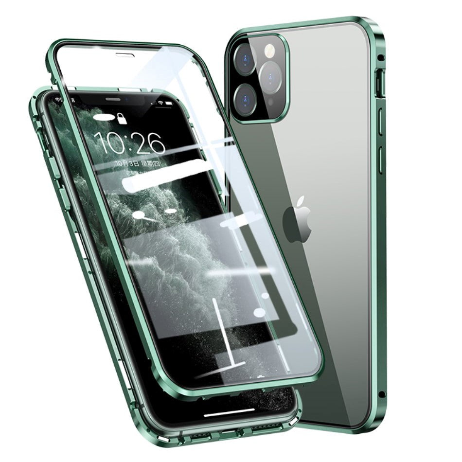 iPhone 11 Pro 360 Graders Magnetisk Cover m. Glas Bagside & Forside - Grøn