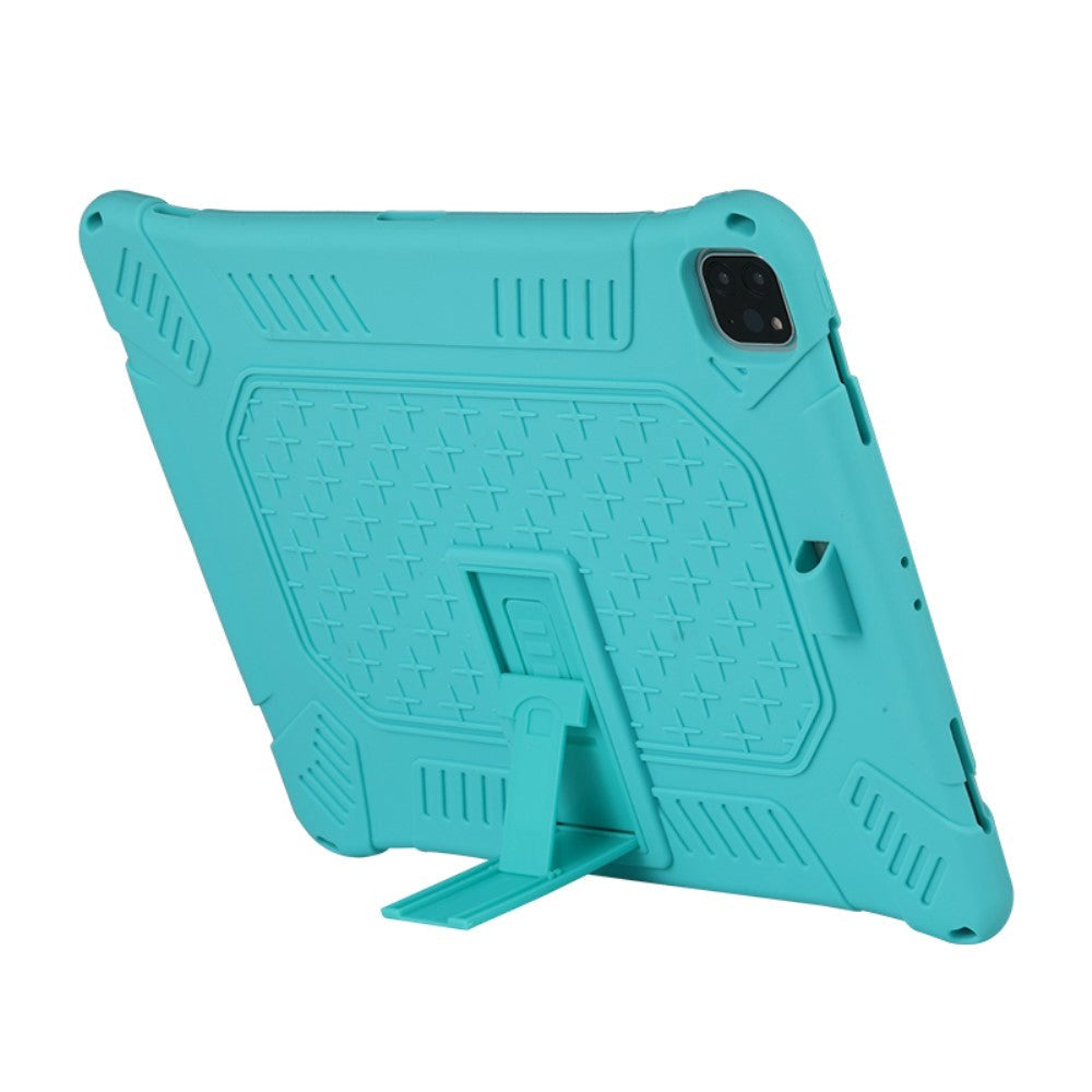 iPad Pro 12.9" (2021 / 2020 / 2018) Håndværker Case i Gummi m. Stander, Penholder & Skulderstrop - Cyan