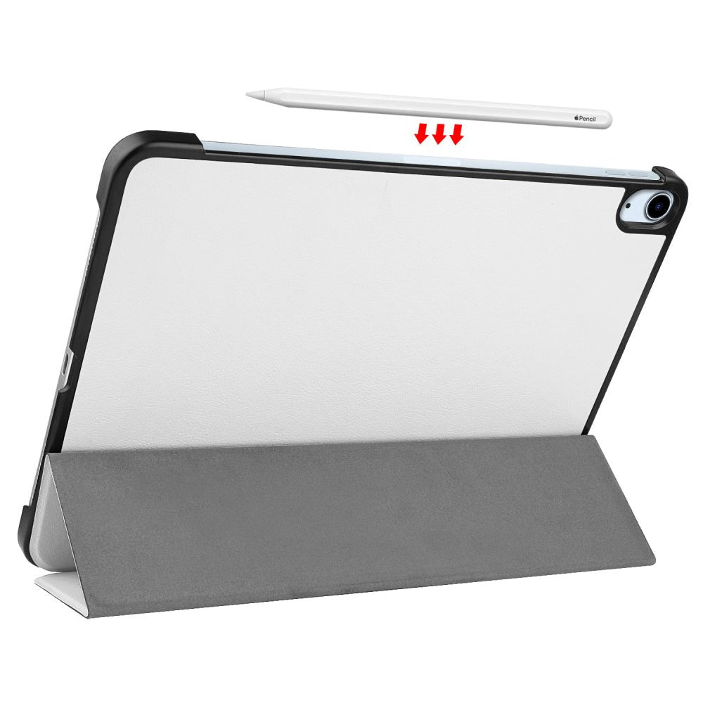 EIDERWOOD iPad Air 10.9-11" (2025-2020) Tri-Fold Læder Flip Cover m. Stylus Pen Holder - Hvid
