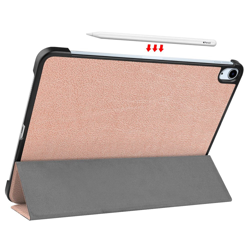 EIDERWOOD iPad Air 10.9-11" (2025-2020) Tri-Fold Læder Flip Cover m. Stylus Pen Holder - Rose Gold