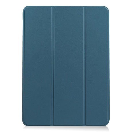 EIDERWOOD iPad Air 10.9-11" (2024-2020) Tri-Fold Læder Flip Cover m. Stylus Pen Holder - Blå/Grøn