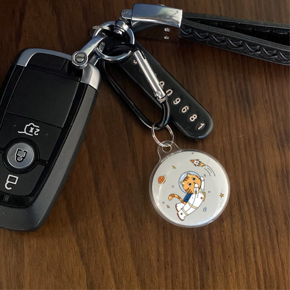 Plastik Cover m. Karabinhage til Apple AirTag - Kirsebærtræ