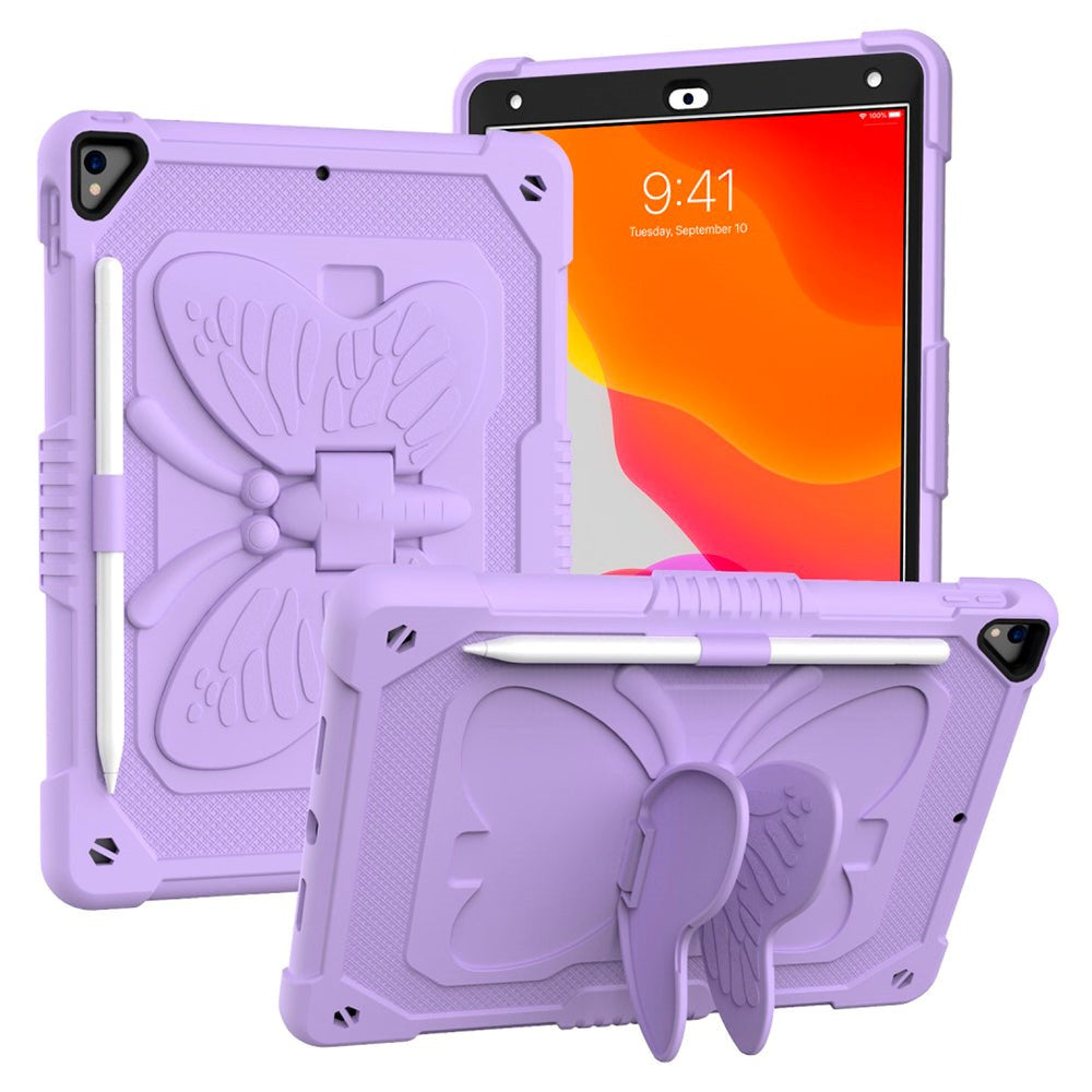 iPad 10.2" (2021 / 2020 / 2019) Butterfly Kickstand Børne Cover - Lilla