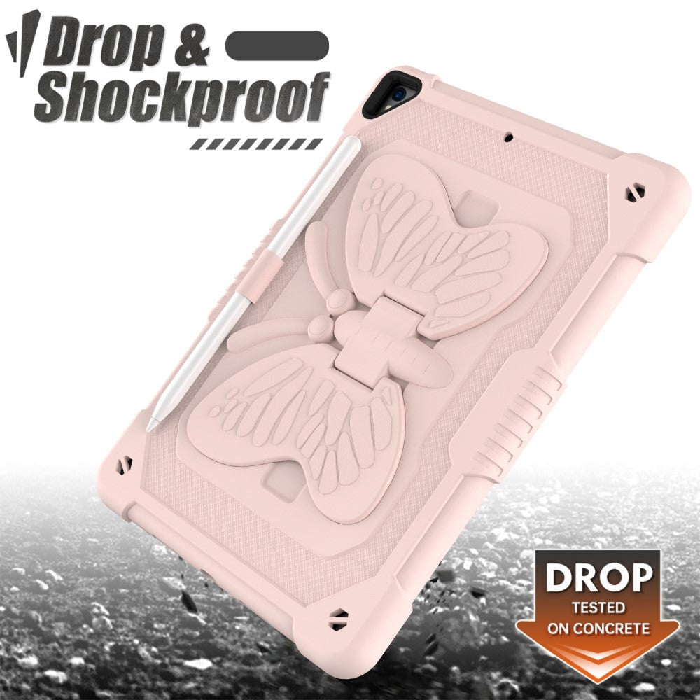 iPad 10.2" (2021 / 2020 / 2019) Butterfly Kickstand Børne Cover - Lyserød