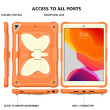 iPad 10.2" (2021 / 2020 / 2019) Butterfly Kickstand Børne Cover - Orange & Grå