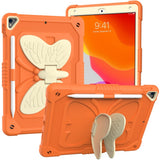 iPad 10.2" (2021 / 2020 / 2019) Butterfly Kickstand Børne Cover - Orange & Grå