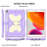 iPad 10.2" (2021 / 2020 / 2019) Butterfly Kickstand Børne Cover - Lilla & Grå