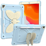 iPad 10.2" (2021 / 2020 / 2019) Butterfly Kickstand Børne Cover - Lyseblå & Grå