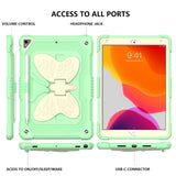 iPad 10.2" (2021 / 2020 / 2019) Butterfly Kickstand Børne Cover - Grøn & Grå