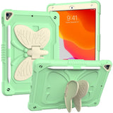 iPad 10.2" (2021 / 2020 / 2019) Butterfly Kickstand Børne Cover - Grøn & Grå