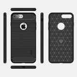 iPhone 7 Plus / 8 Plus Mofi Brushed Carbon Fiber Fleksibelt Plastik Mobil Cover - Blå