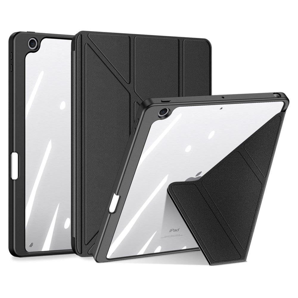 DUX DUCIS MAGI Series iPad 10.2" (2021 / 2020 / 2019) PU Læder / Plastik Flip Cover - Gennemsigtig / Sort