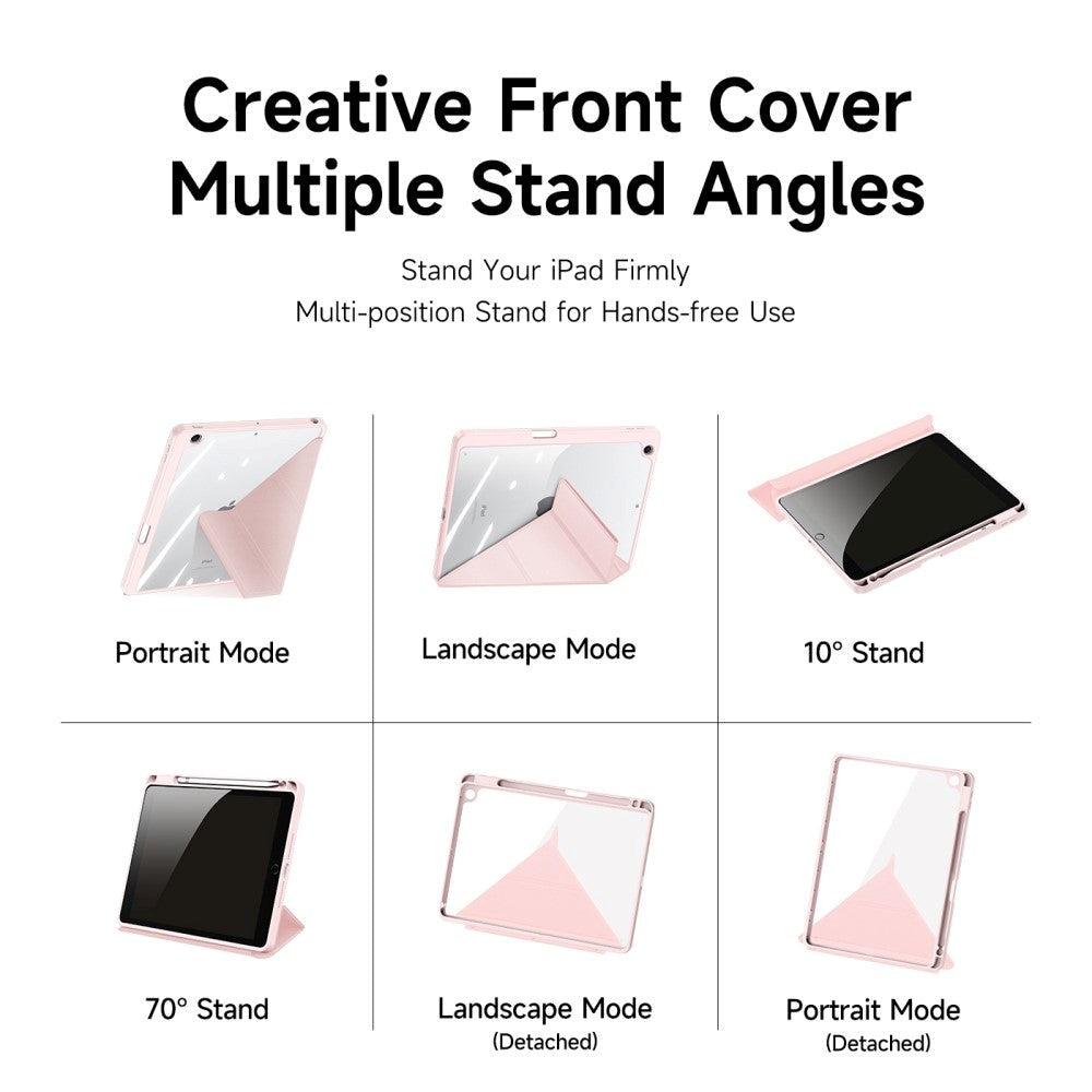 DUX DUCIS MAGI Series iPad 10.2" (2021 / 2020 / 2019) PU Læder / Plastik Flip Cover - Gennemsigtig / Lyserød