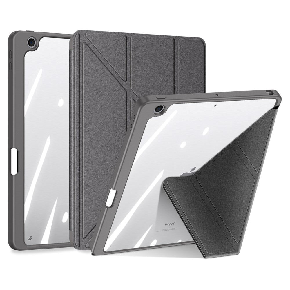 DUX DUCIS MAGI Series iPad 10.2" (2021 / 2020 / 2019) PU Læder / Plastik Flip Cover - Gennemsigtig / Grå