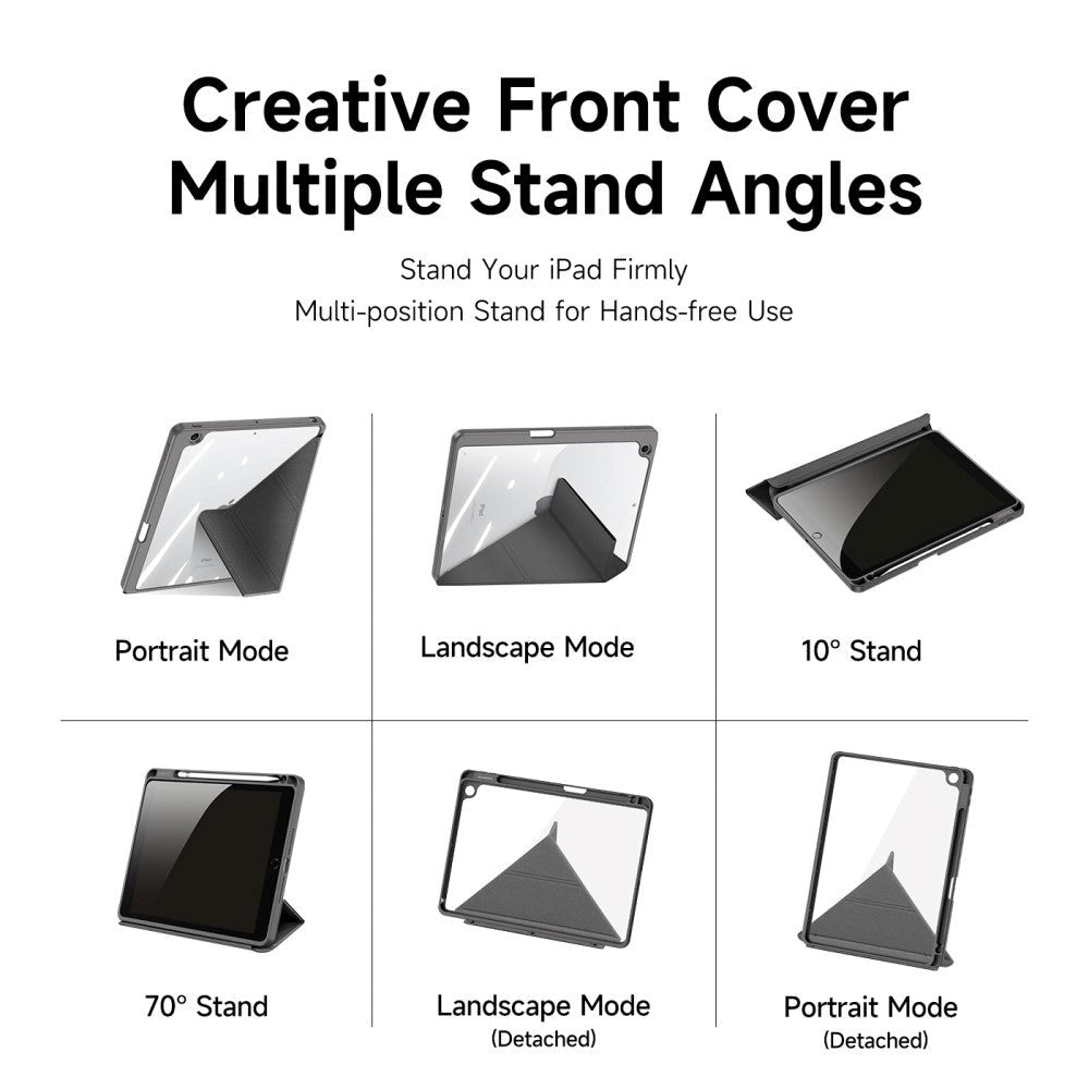 DUX DUCIS MAGI Series iPad 10.2" (2021 / 2020 / 2019) PU Læder / Plastik Flip Cover - Gennemsigtig / Grå