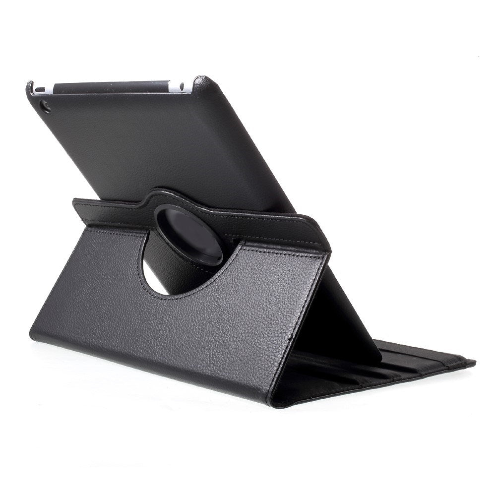 iPad 4 / 3 / 2 - EIDERWOOD Kunstlæder Flip Cover m. Elastik & Roterbar Funktion - Sort