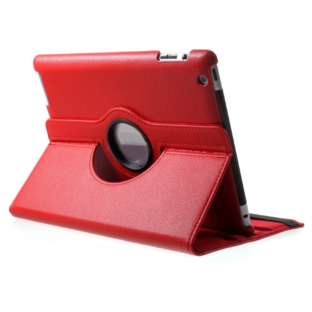 iPad 4 / 3 / 2 - EIDERWOOD Kunstlæder Flip Cover m. Elastik & Roterbar Funktion - Rød