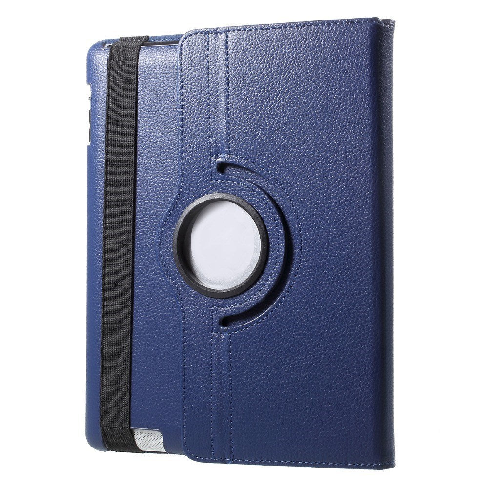 iPad 4 / 3 / 2 - EIDERWOOD Kunstlæder Flip Cover m. Elastik & Roterbar Funktion - Blå
