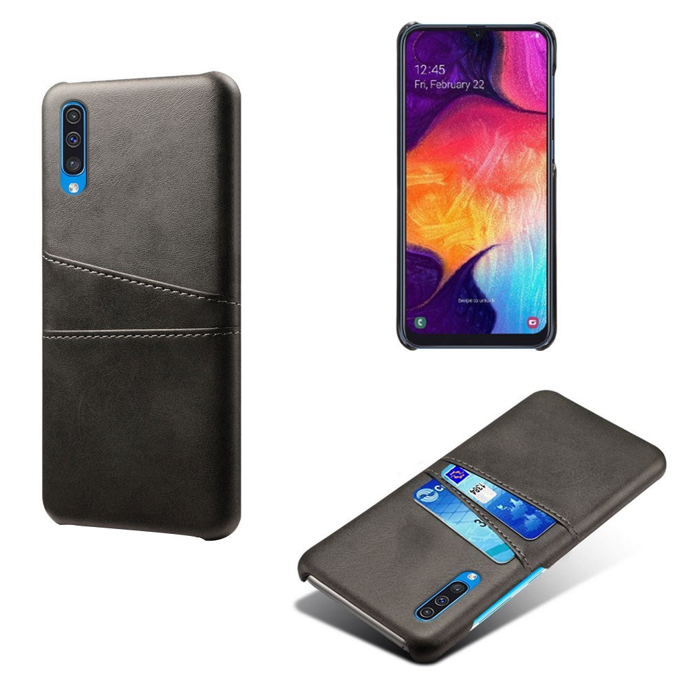 EIDERWOOD Samsung Galaxy A30s / A50 Læderbelagt Plastik Mobil Cover m. Kortholder - Sort