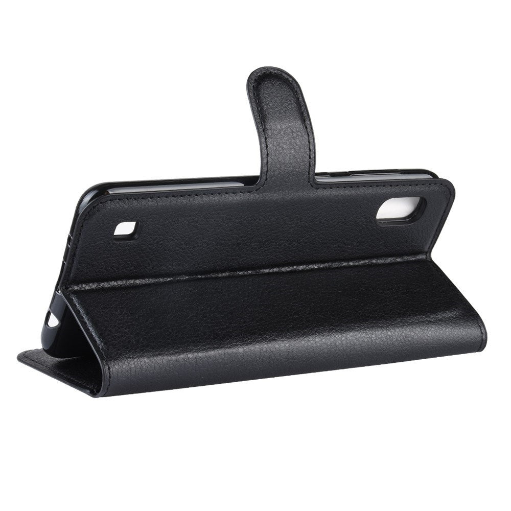 EIDERWOOD Samsung Galaxy A10 Litchi Kunstlæder Mobil Cover m. Pung - Sort