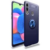 Samsung Galaxy A20s Fleksibelt Plastik Cover m. Stander & Metal Plade - Blå