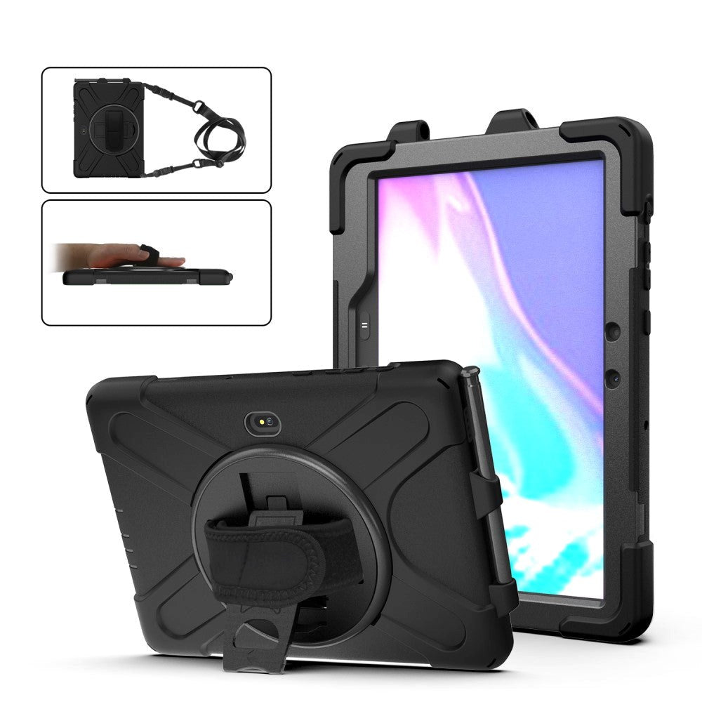 Samsung Galaxy Tab Active Pro / 4 Pro Håndværker Case m. 360⁰ Fod & Skulderstrop - Sort