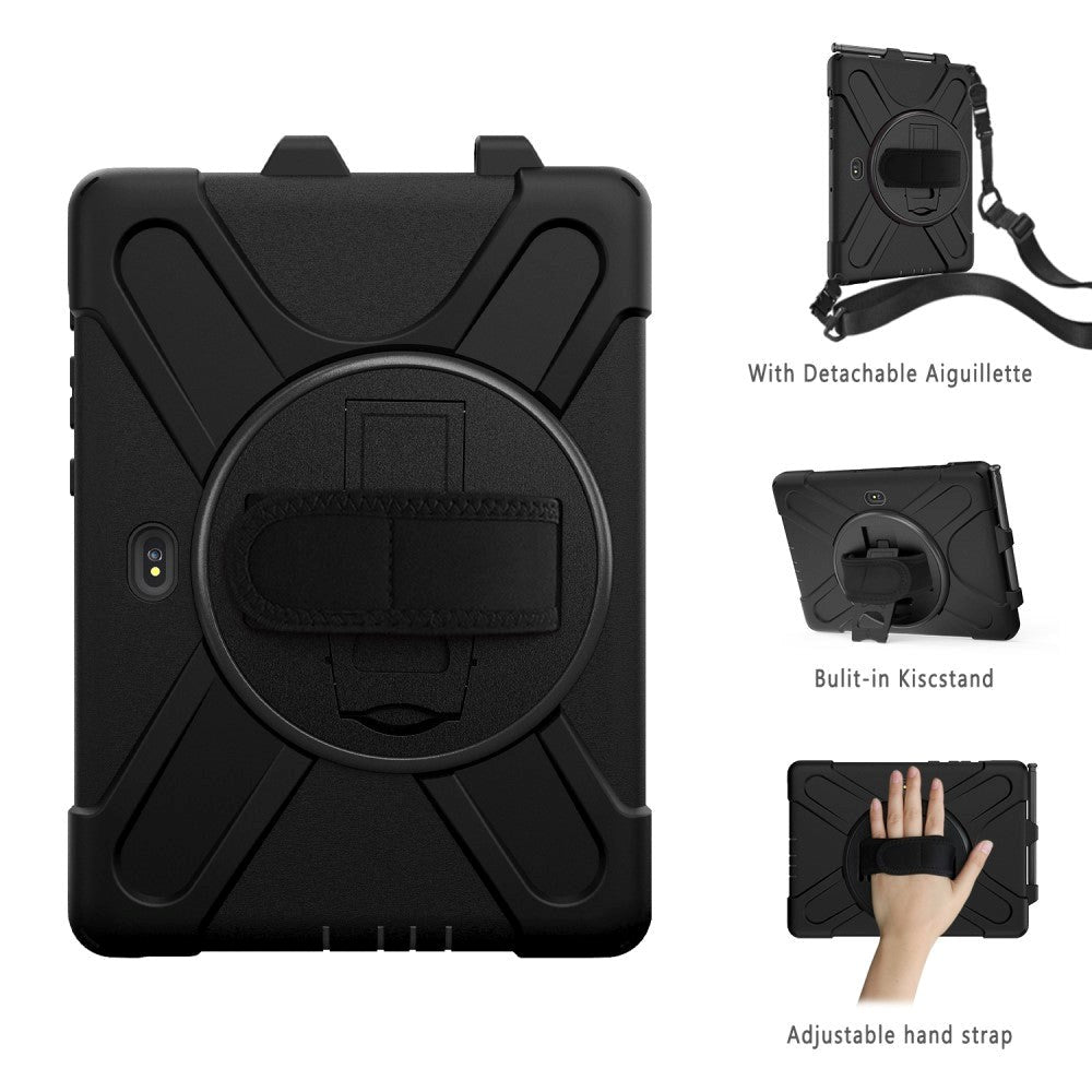 Samsung Galaxy Tab Active Pro / 4 Pro Håndværker Case m. 360⁰ Fod & Skulderstrop - Sort