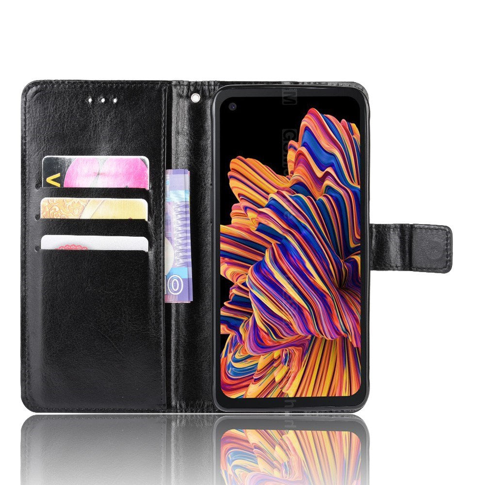 Samsung Galaxy Xcover Pro - EIDERWOOD Kunstlæder Flip Cover m. Strop - Sort
