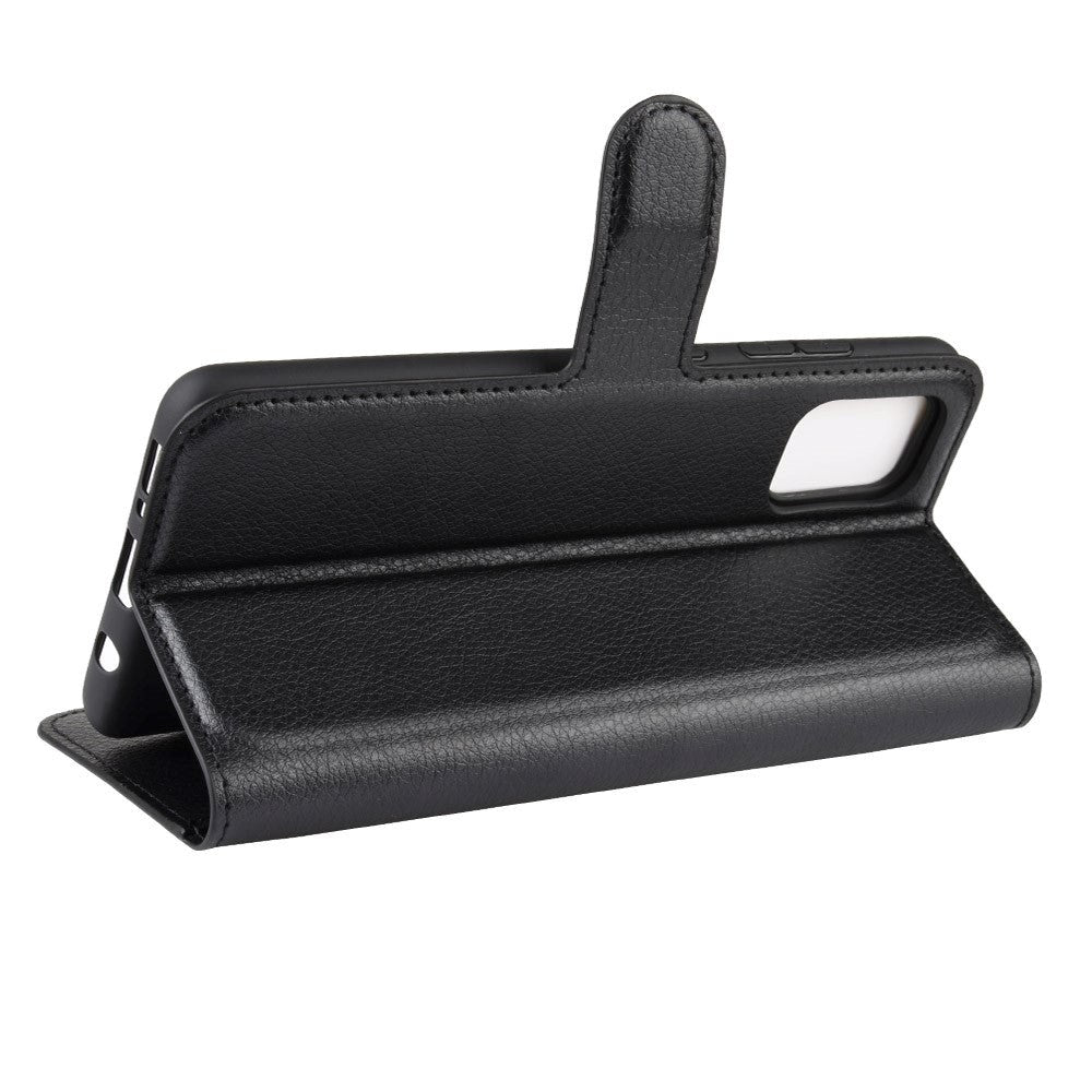 Samsung Galaxy A51 (5G) Litchi Læder Mobil Cover m. Pung - Sort