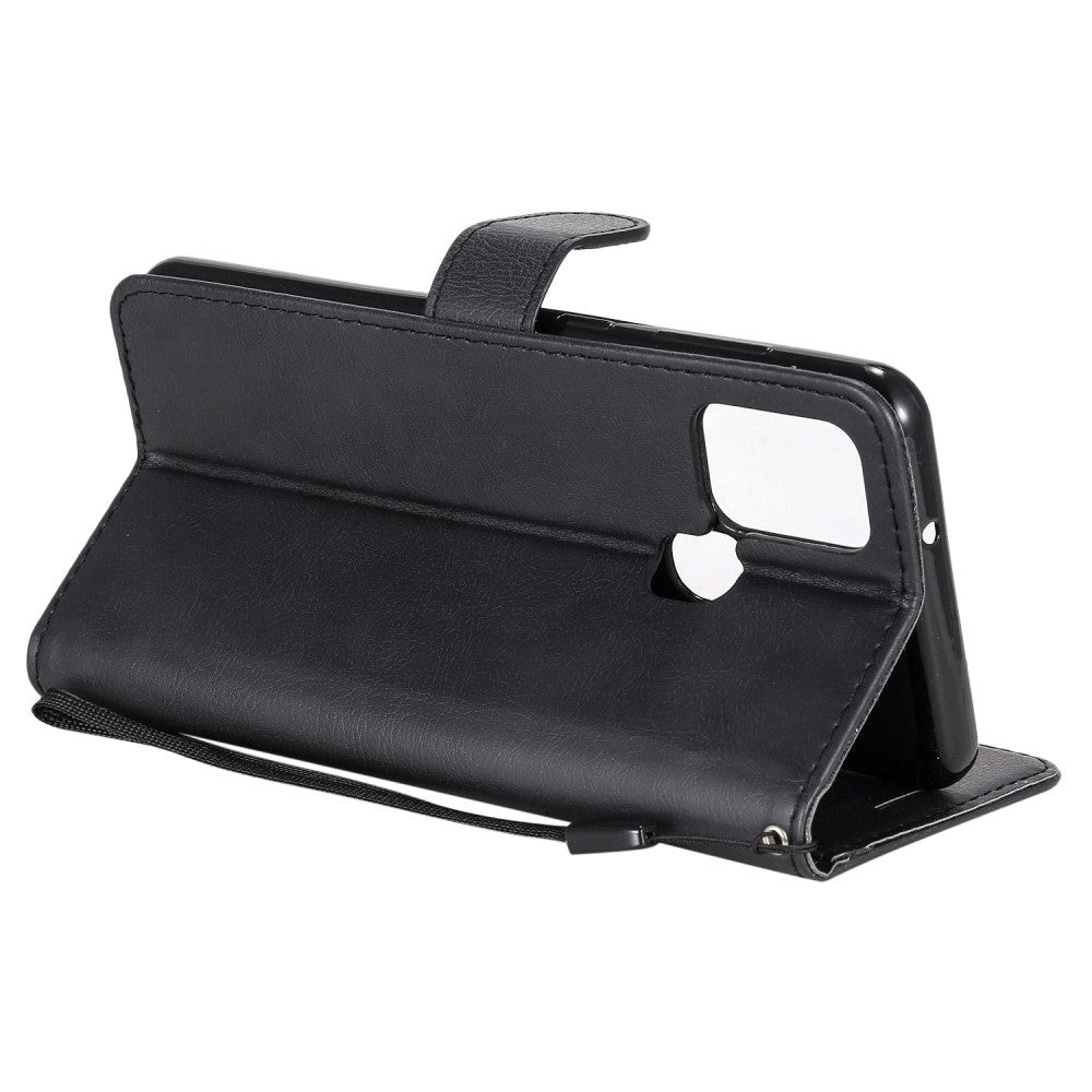 Samsung Galaxy A21s Læder Mobil Cover m. Pung og Strop - Sort