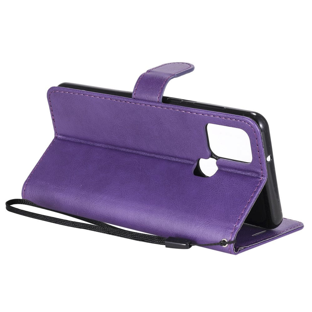 Samsung Galaxy A21s Læder Mobil Cover m. Pung og Strop - Lilla
