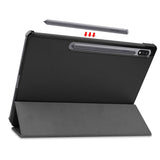 Samsung Galaxy Tab S8 Plus / S7 Plus 12,4" Tri-Fold Læder Flip Cover m. Stylus Pen Holder - Sort