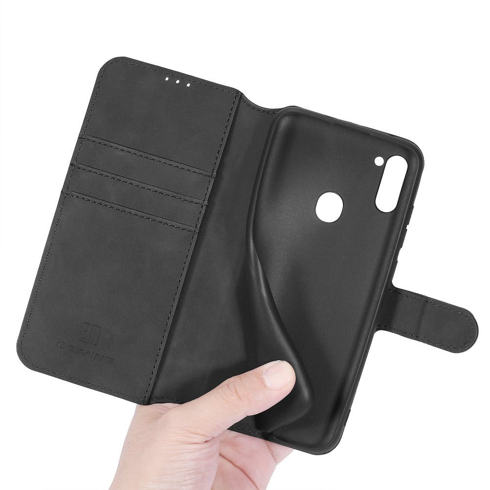 Samsung Galaxy M11 DG.MING Retro Læder Flip Cover m. Kortholder - Sort